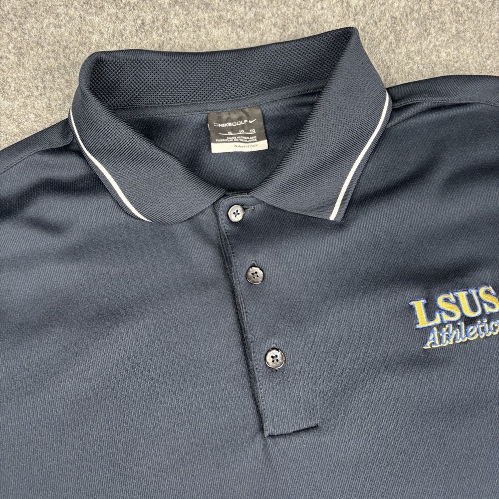 Nike Golf Polo Shirt Mens Xl Navy Blue Short Sleeve Casual Athletic Stretch LSUS
